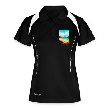 Isle Of Lewis Schottland Vereinigtes Königreich Vintage Reiseposter - Frauen Polo atmungsaktiv - Schwarz/Weiß - Vorne