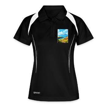 Île de Rhum Écosse Royaume-Uni Affiche de voyage vintage WPA - Polo respirant Femme - noir/blanc - Devant