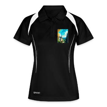 Baden Baden Deutschland Vintage Reiseplakat Souvenir - Frauen Polo atmungsaktiv - Schwarz/Weiß - Vorne