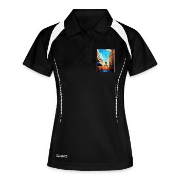 Paris Frankreich Vintage Reiseposter WPA Souvenir - Frauen Polo atmungsaktiv - Schwarz/Weiß - Vorne