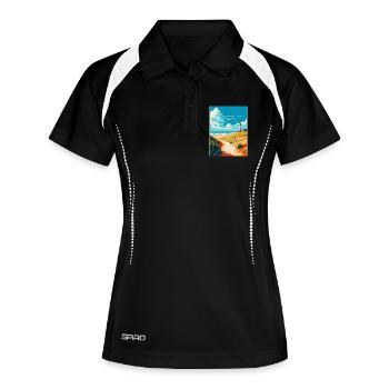Insel Sylt Deutschland Vintage Reiseplakat Souvenir - Frauen Polo atmungsaktiv - Schwarz/Weiß - Vorne