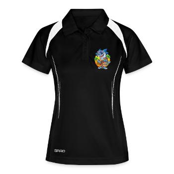 Lustige Hai Cartoon Sommer Strand Sonnenbrille Gitarre - Frauen Polo atmungsaktiv - Schwarz/Weiß - Vorne