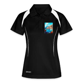 Hydra Grèce Vintage Voyage Poster WPA Souvenir - Polo respirant Femme - noir/blanc - Devant