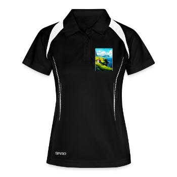 Färöer Inseln Dänemark Vintage Reiseposter WPA - Frauen Polo atmungsaktiv - Schwarz/Weiß - Vorne
