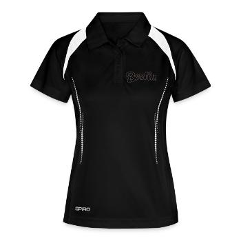 Berlin Deutsche Hauptstadt Schriftzug - Frauen Polo atmungsaktiv - Schwarz/Weiß - Vorne