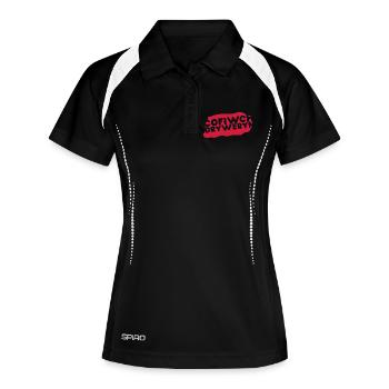 Cofiwch Dryweryn - Frauen Polo atmungsaktiv - Schwarz/Weiß - Vorne