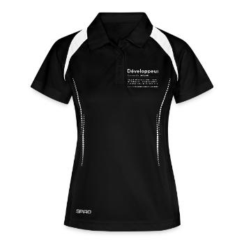 Codeur Polyglotte et Humour Technique - Polo respirant Femme - noir/blanc - Devant
