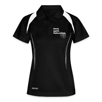 Liberté Egalité Pfefferminztee - Frauen Polo atmungsaktiv - Schwarz/Weiß - Vorne