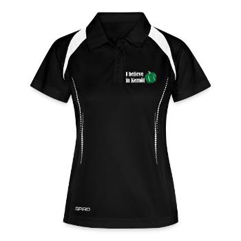 I believe in Kernöl Steiermark Österreich R - Frauen Polo atmungsaktiv - Schwarz/Weiß - Vorne