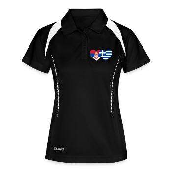 Serbie Grèce Drapeau Coeur - Polo respirant Femme - noir/blanc - Devant