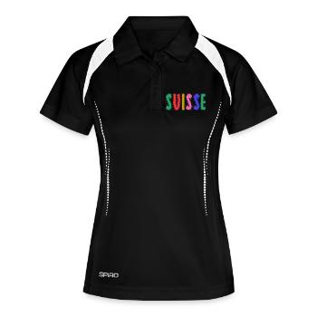 SUISSE. PAYS - Polo respirant Femme - noir/blanc - Devant