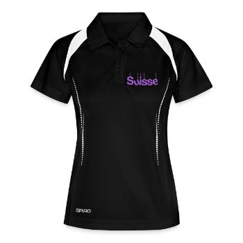 SUISSE. PAYS. GENEVE. SUISSE. HUMOUR - Polo respirant Femme - noir/blanc - Devant