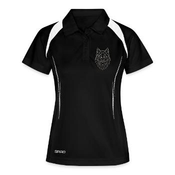 Geometrischer Wolfskopf - Frauen Polo atmungsaktiv - Schwarz/Weiß - Vorne