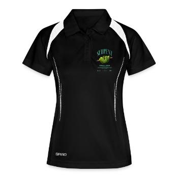Green Tree Python Modern Reptile Keeper Streetwear - Frauen Polo atmungsaktiv - Schwarz/Weiß - Vorne