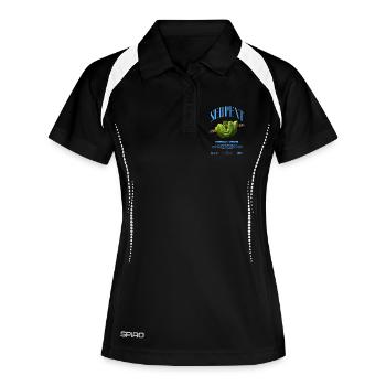 Green Tree Python Modern Reptile Keeper Streetwear - Frauen Polo atmungsaktiv - Schwarz/Weiß - Vorne