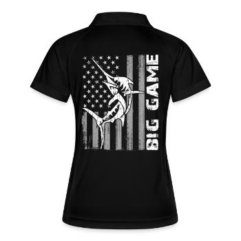 Jumping Marlin with US flag Deep Sea Fishing - Women's Polo breathable - black/white - Back