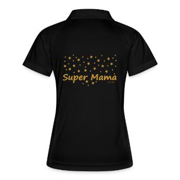 Super Mama - Frauen Polo atmungsaktiv - Schwarz/Weiß - Hinten