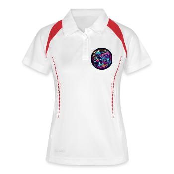 Retro 90s Logo - Frauen Polo atmungsaktiv - Weiß/Rot - Vorne