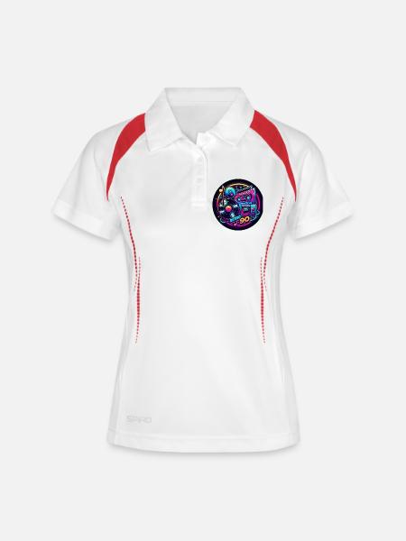 Retro 90s Logo - Frauen Polo atmungsaktiv - Weiß/Rot