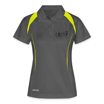 Café alternatif - Polo respirant Femme - gris/vert citron - Devant