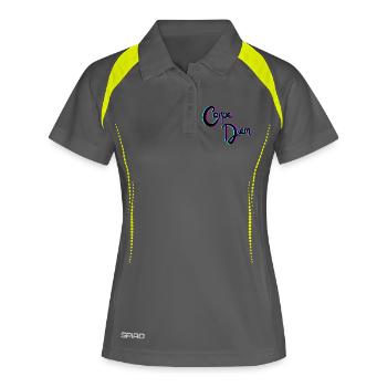 Carpe diem - Polo respirant Femme - gris/vert citron - Devant