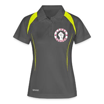 Cymru Gadarn - Frauen Polo atmungsaktiv - Grau/Limette - Vorne