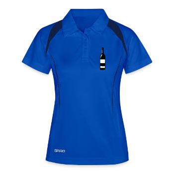 Wein Weinflasche Weißwein Rotwein Geschenk  - Frauen Polo atmungsaktiv - Königsblau/Navy - Vorne