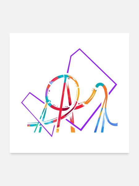 Turbulente Achterbahn Loopingbahn - Poster 60x60 cm - Weiß