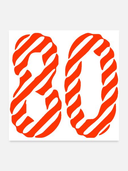 80. 80 JAHRE. 80-JÄHRIGES JUBILÄUM. 80. GEBURTSTAG. - Poster 60x60 cm - Weiß - Vorne