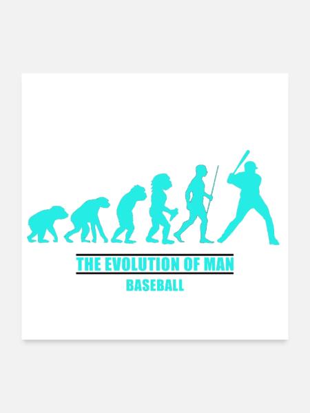 Evolution man baseball - Poster 60x60 cm - Weiß - Vorne