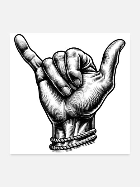 Détendez-vous la main du surfeur - Poster 60 x 60 cm - blanc - Devant