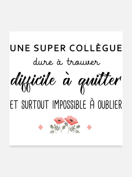 Cadeau Collègue une super collègue cadeau retraite - Poster 60 x 60 cm - blanc - Devant