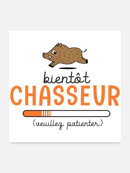 Bientôt Chasseur Body Bébé Cadeau Papa Chasse - Poster 60 x 60 cm - blanc - Devant