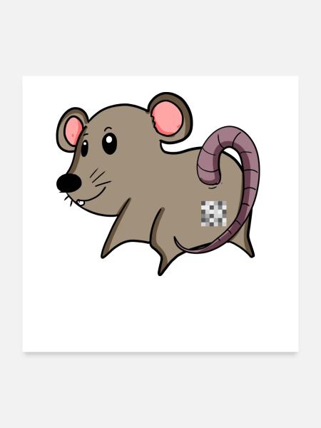 Maus Arsch - Maus Hintern - Poster 60x60 cm - Weiß - Vorne