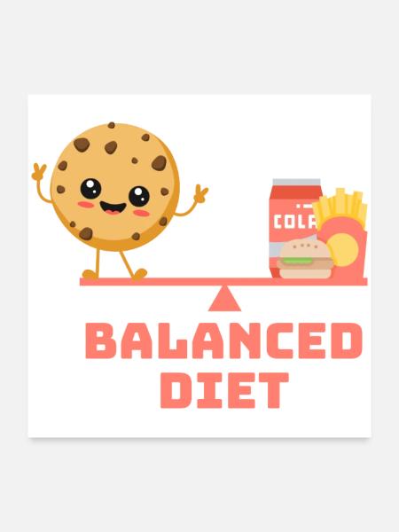 balanced cookie fastfood Diet - Poster 60x60 cm - Weiß - Vorne