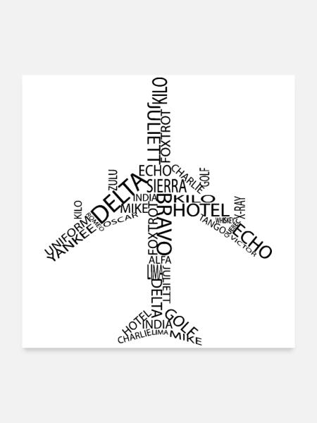 Avion B747 - Poster 60 x 60 cm - blanc - Devant
