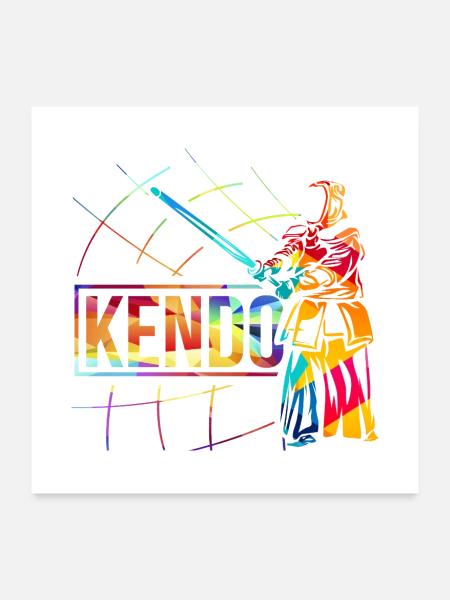 Traditionelles Kendo Bambustraining - Poster 60x60 cm - Weiß - Vorne