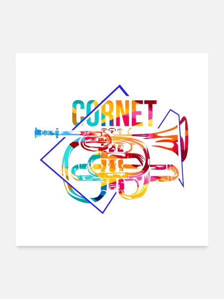Strahlendes Kornett Musikverein - Poster 60x60 cm - Weiß - Vorne
