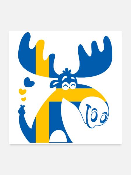 ELCH SCHWEDEN FLAGGE - Poster 60x60 cm - Weiß - Vorne