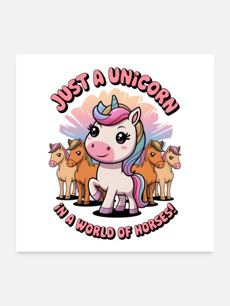 Juste une licorne dans un monde de chevaux ! - Poster 60 x 60 cm - blanc - Devant