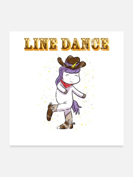 Linedance Unicorn Line Dance - Poster 60x60 cm - Weiß - Vorne