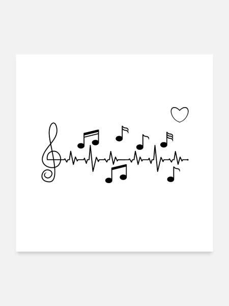 musik - Poster 60x60 cm - Weiß - Vorne