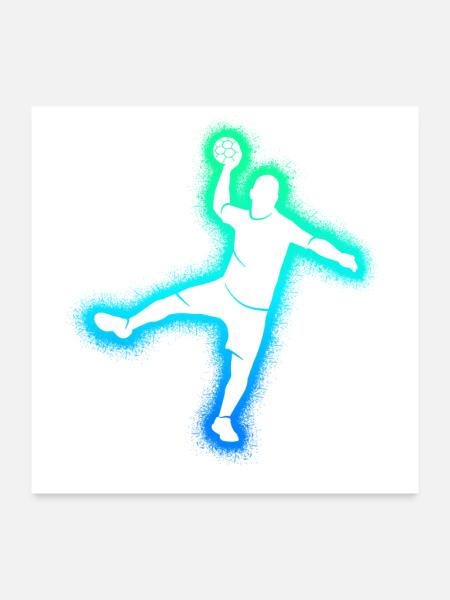 Handballspieler Handballer Herren Jungen Handball - Poster 60x60 cm - Weiß