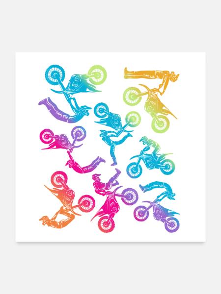 Dirt Biker Dirtbike Kinder Motocross Mädchen - Poster 60x60 cm - Weiß - Vorne