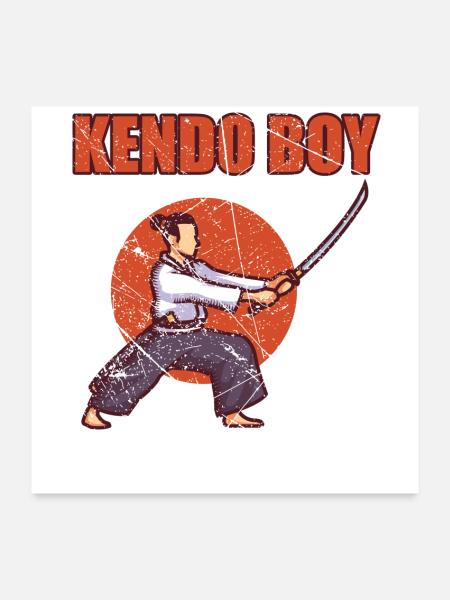 Kendo Boy - Poster 60x60 cm - Weiß - Vorne