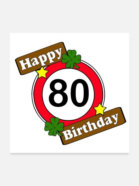 80e anniversaire , Joyeux anniversaire 80 (25) - Poster 60 x 60 cm - blanc - Devant