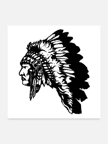 Indianer - Poster 60x60 cm - Weiß - Vorne