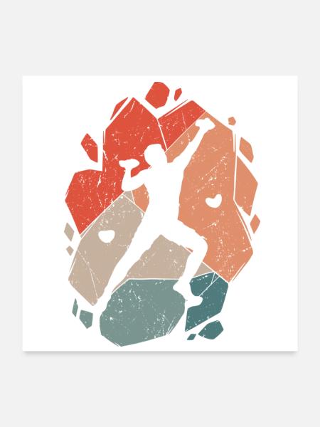 Klettern Bergsteiger Bouldern Boulder - Poster 60x60 cm - Weiß - Vorne