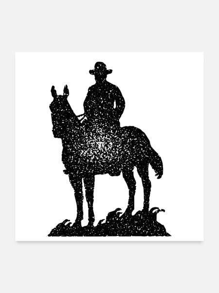 Cowboy - Poster 60x60 cm - Weiß