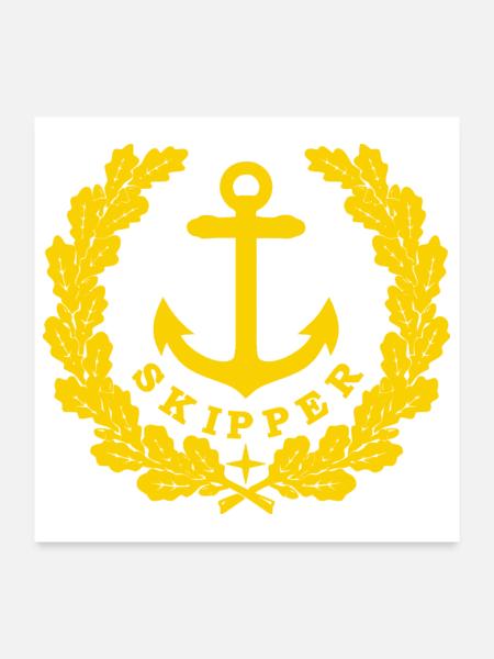 Skipper Anchor Logo gold - Poster 24" x 24" (60x60 cm) - white - Front